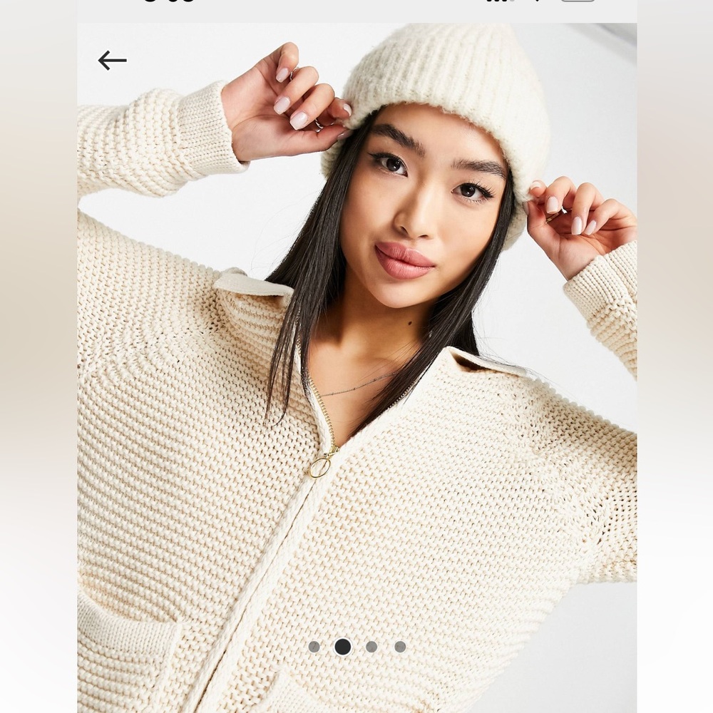 ASOS Cream Knit Cardigan - Picture 2 of 8